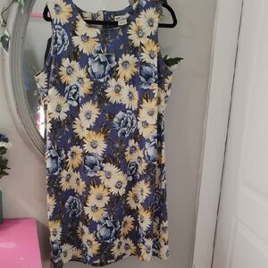 Vintage Nwot Faded Glory Floral Midi Dress - Blue and Yellow